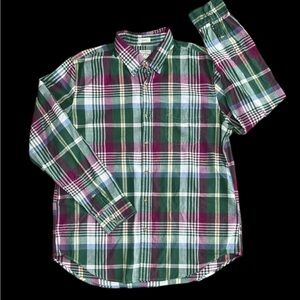BNWT J. Crew Indian Madras Button Shirt Mens Large Plaid Long Sleeve Cotton $98